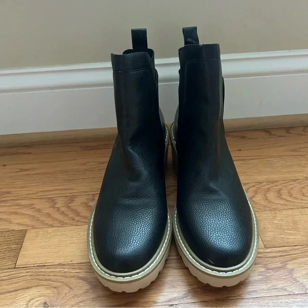 Nicole Miller Pocas Wedge Lug Platform Ankle Black Boot Women’s Size 9
